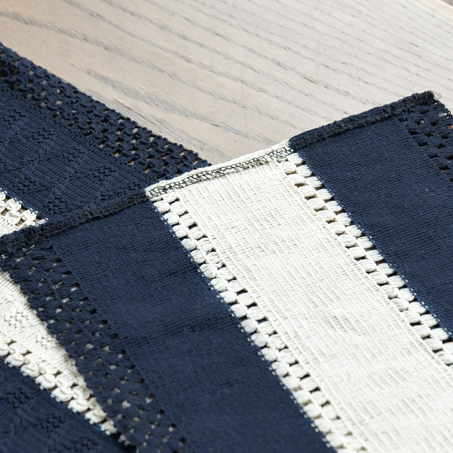 Artoid Mode Dark Blue Farmhouse Rustic Table Runner, Seasonal Hollow Kitchen Dining Table Decoration for Home Party Decor 12x120 Inch