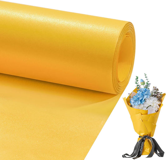 Matte Wrapping Paper Roll - Solid Color Pearly 17.3Inches X 39.4Feet Golden Yellow Shimmer Gift Wrapping Paper Roll Elegant Lustre Paper for Wedding,Valentine's Day,Birthday, Christmas PAP11GY
