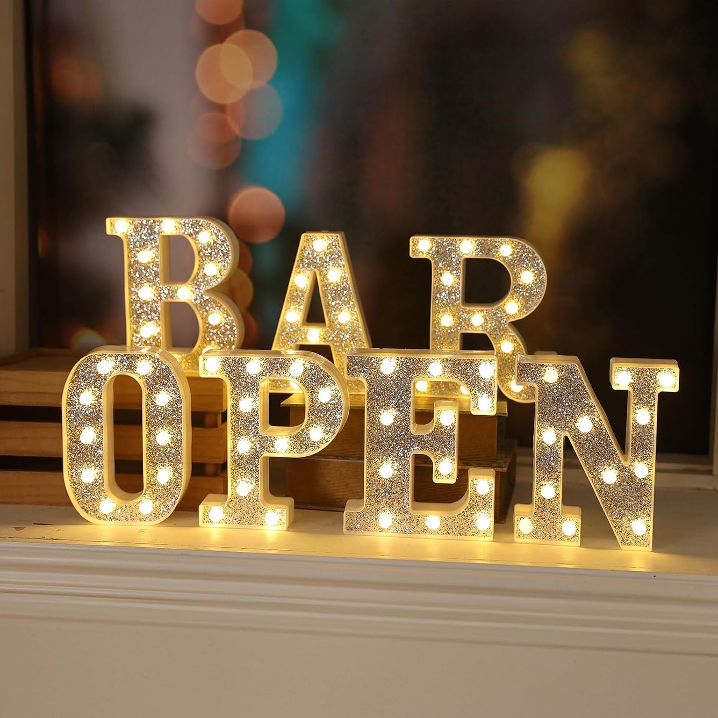 Glitter Light Up Letters - Marquee Signs for Decorations, Prom, Events & Engagement Parties, Featuring Alphabet & Number Letters