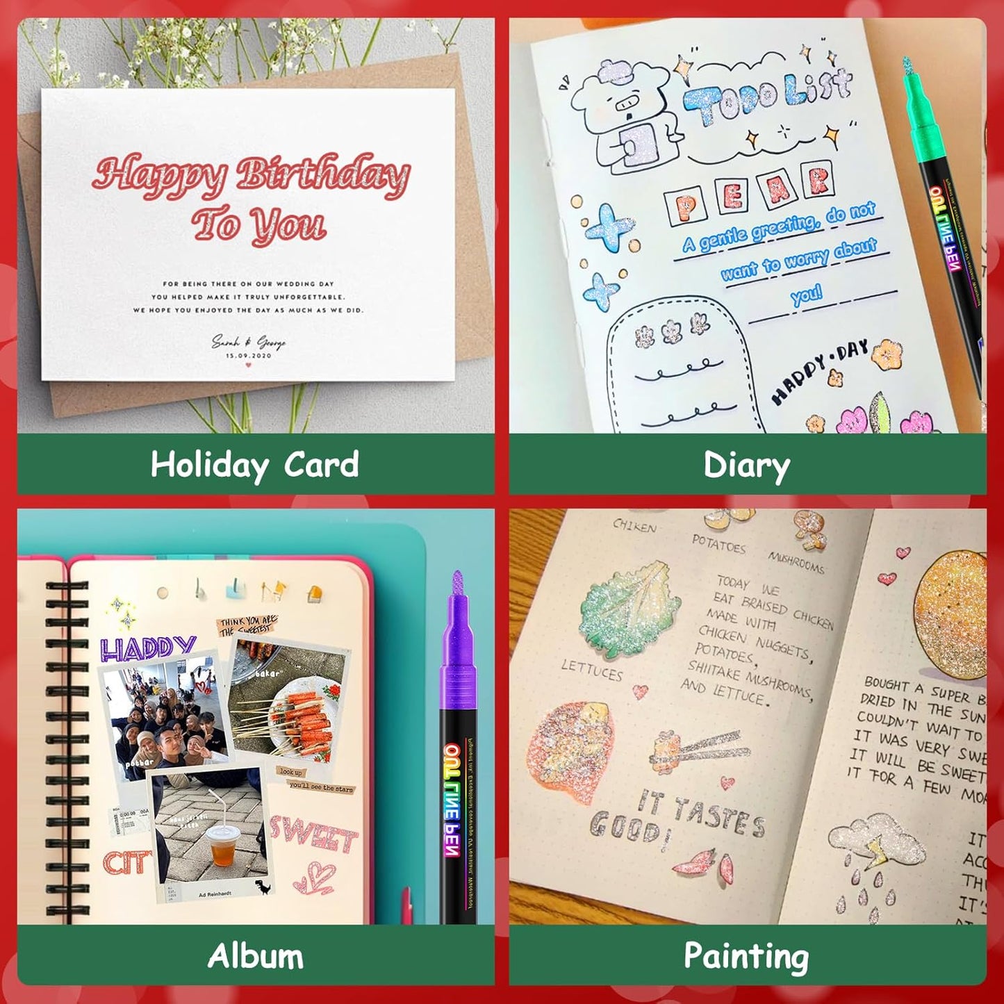 FUMILE 12 Colors Double Line Outline Markers,Glitter Markers for Kid Teens,Self Outline Metallic Markers for Art Supplies,Metallic Glitter Pen Set for Teen Girl.