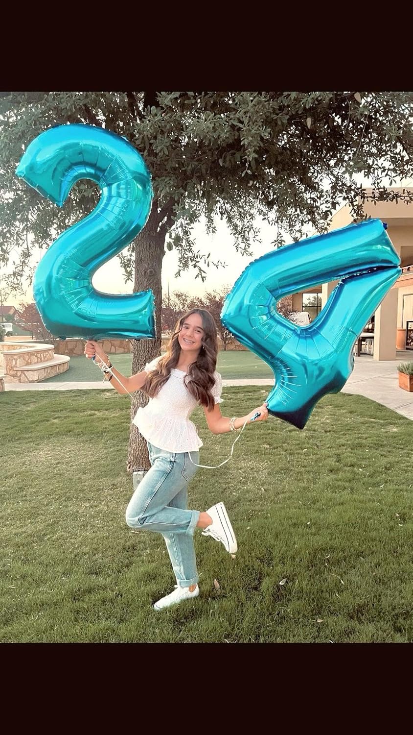 40 Inch Blue Large Number 4 Balloons, Giant Foil Number Four 14 24 34 40 44 Balloons, Blue Mylar Big Balloon for Anniversary Graduation Decorations