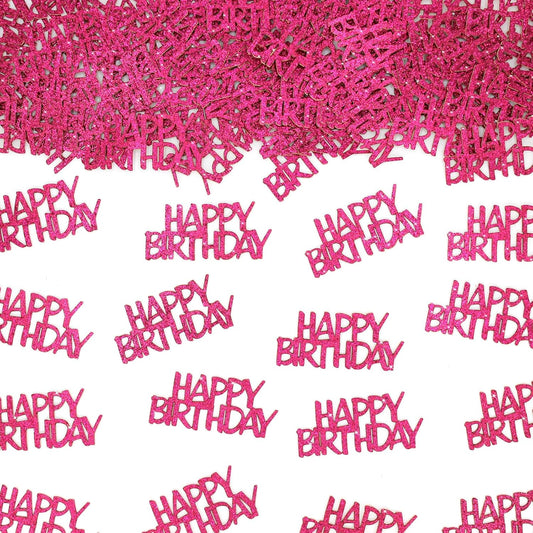 Hot Pink Happy Birthday Confetti Girl Birthday Party Decorations Glitter Table Scatters for Adult Women Birthday Anniversary DIY Crafts Party Supplies 100PC
