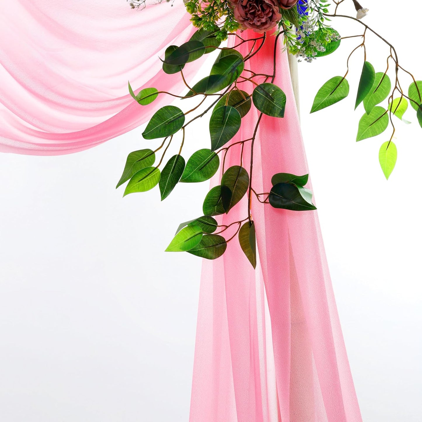 VDS Pack of 1 Panel (30 Inch X 30 Feet) Wedding Arch Draping Fabric Sheer Chiffon Fabric Drapery for Wedding Ceremony Reception Swag Backdrop Canopy Chuppah ARBO Altars Decoration (Coral)
