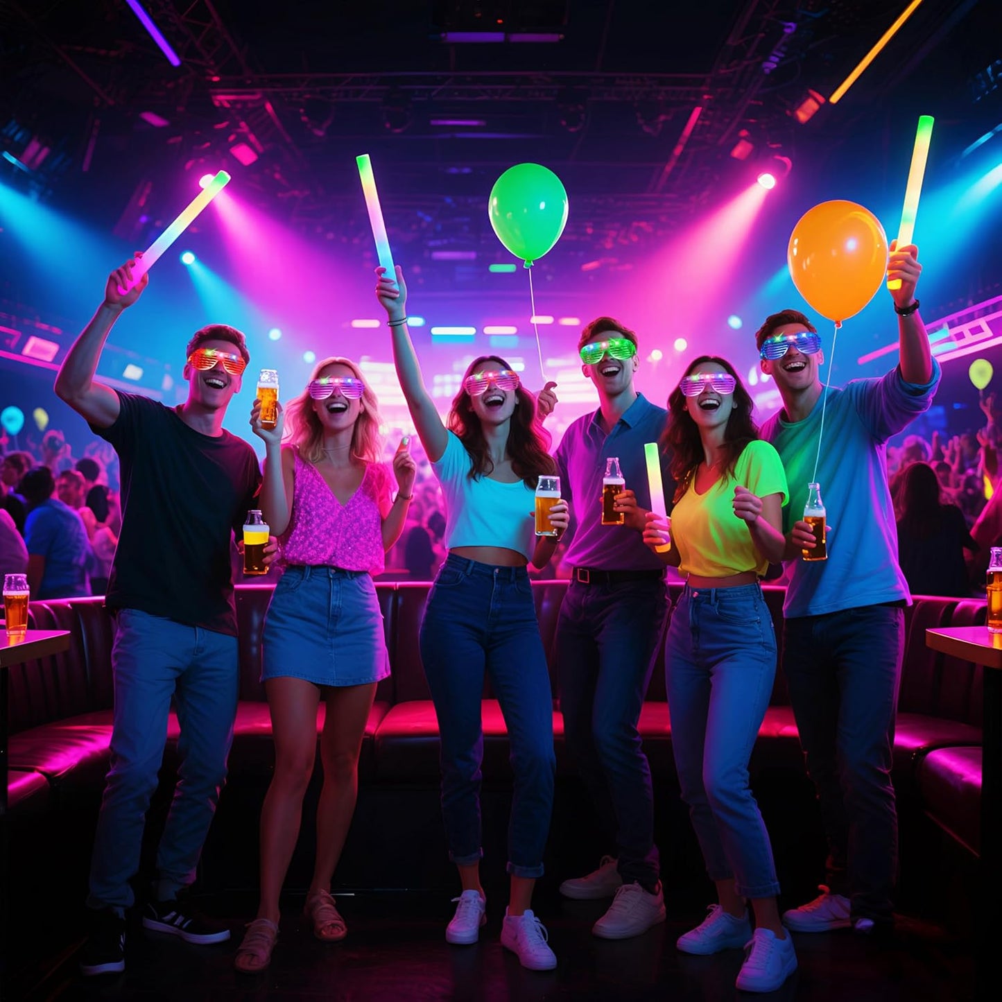 40 PCs LED Glasses,Light Up Glasses,Glow Glasses Glow In The Dark Party Supplies Suitable For Kids/Adults, 3 Light up Modes, 5 Neon Colors Rave Party,Wedding, Birthday, Concert, New Year, Carnival