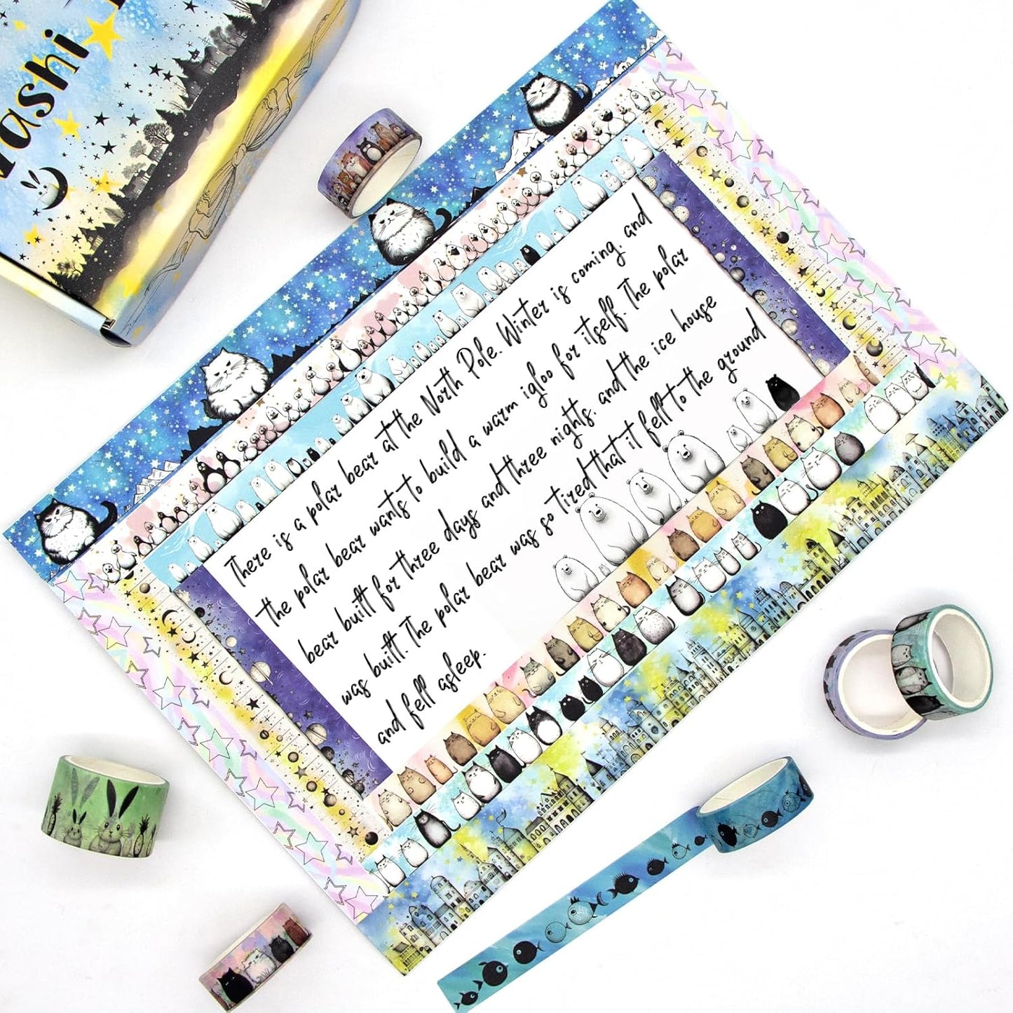 Cute Washi Tape Set - 24 Rolls Kawaii Animals Decorative Washi Tape for Scrapbooking Supplies, Bullet Journal Supplies, Junk Journal, Kids Art Craft Tape