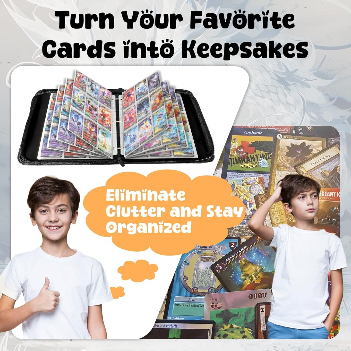 Premium Exo-Tec 4-Pocket Trading Card Binder - 400 Side Loading Pockets for TCG, Board Games & Collectibles - Durable Water-Resistant Card Album with Secure Zip Closure