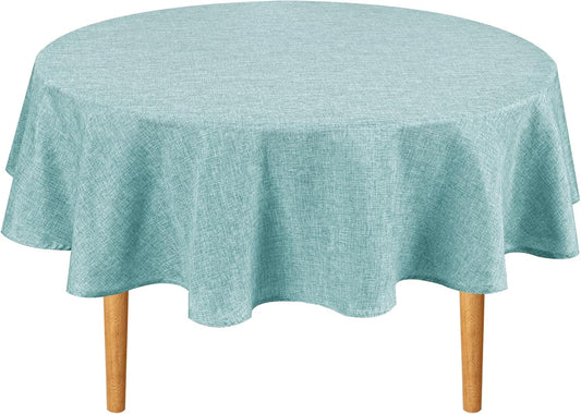 Hiasan Round Tablecloth 30 Inch Linen - Wrinkle and Stain Resistant Washable Polyester Fabric Table Cloth for Dining Room Kitchen Party, Aqua