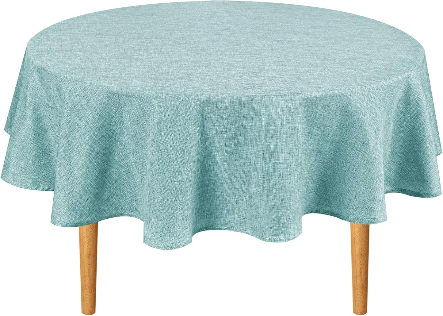 Hiasan Linen Tablecloth 40 Inch Round - Wrinkle and Stain Resistant Washable Polyester Fabric Table Cloth for Dining Room Kitchen Party, Aqua