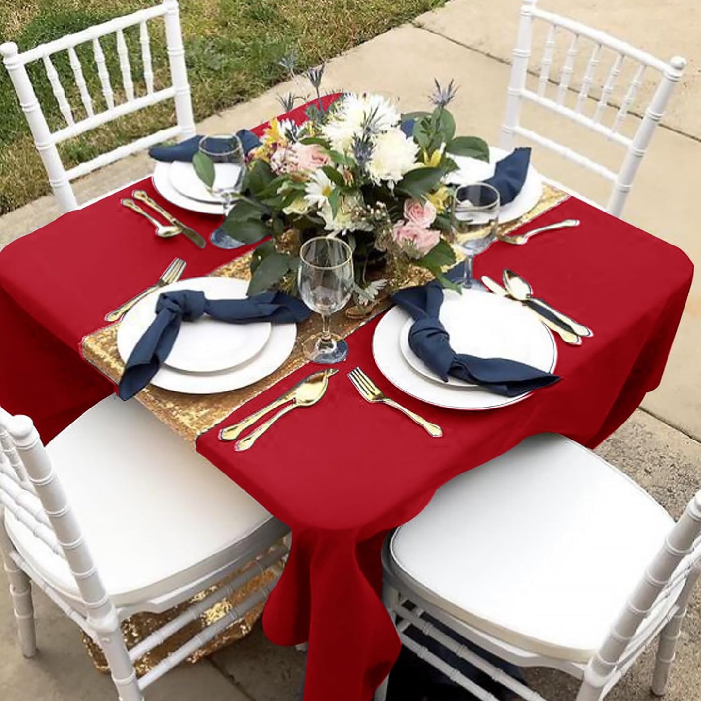 Fitable 6 Pack Red Square Tablecloths - 70 x 70 Inches - Stain Resistant and Reusable Table Clothes, Polyester Fabric Table Covers for Dining, Card Tables, Coffee Tables