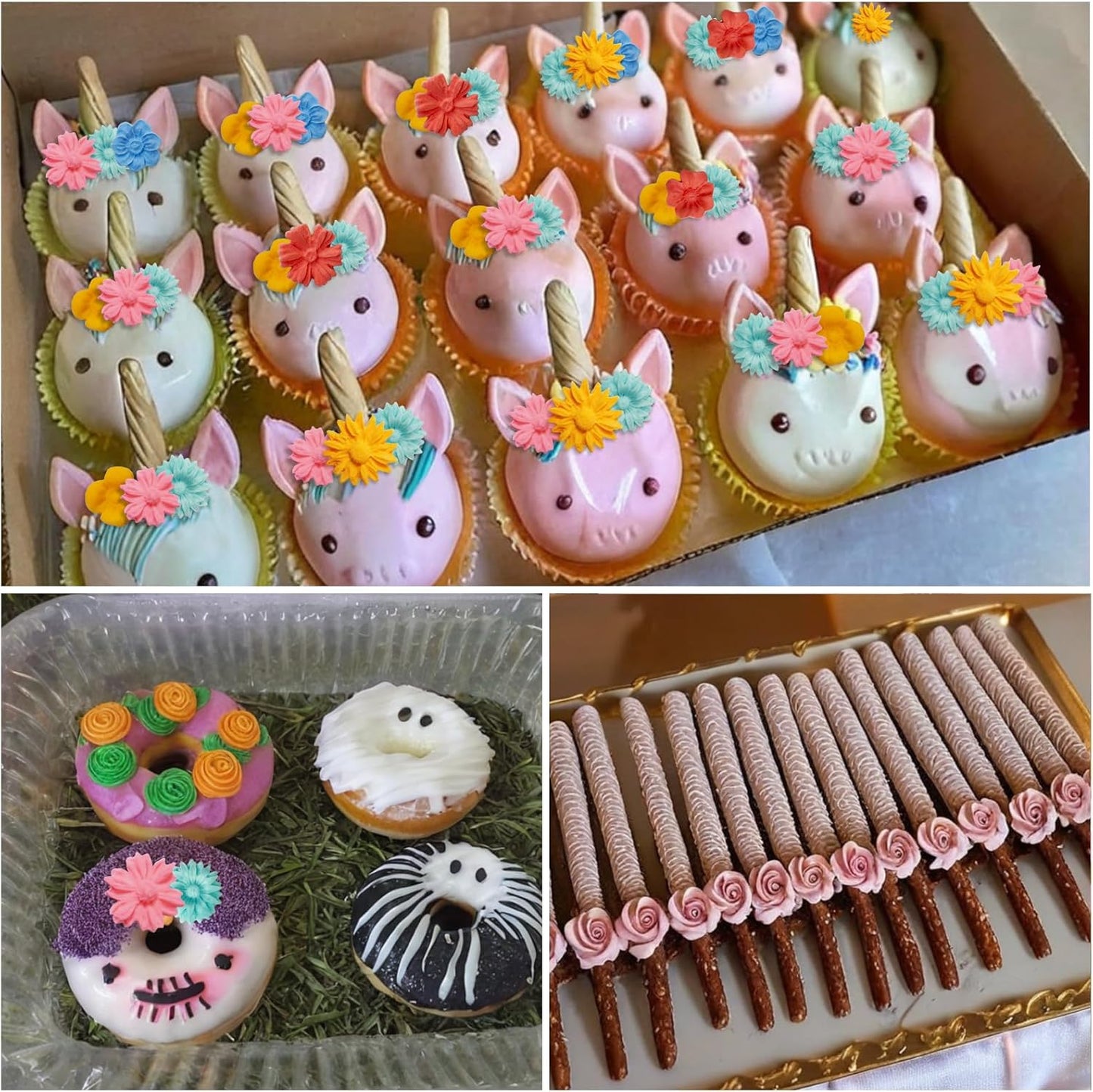 2 Pcs Flower Silicone Molds, Fondant Cake Flower Mold Silicone Polymer Clay Molds Daisy Rose Clay Mold for Cupcake DIY Crafts Cake Decoration