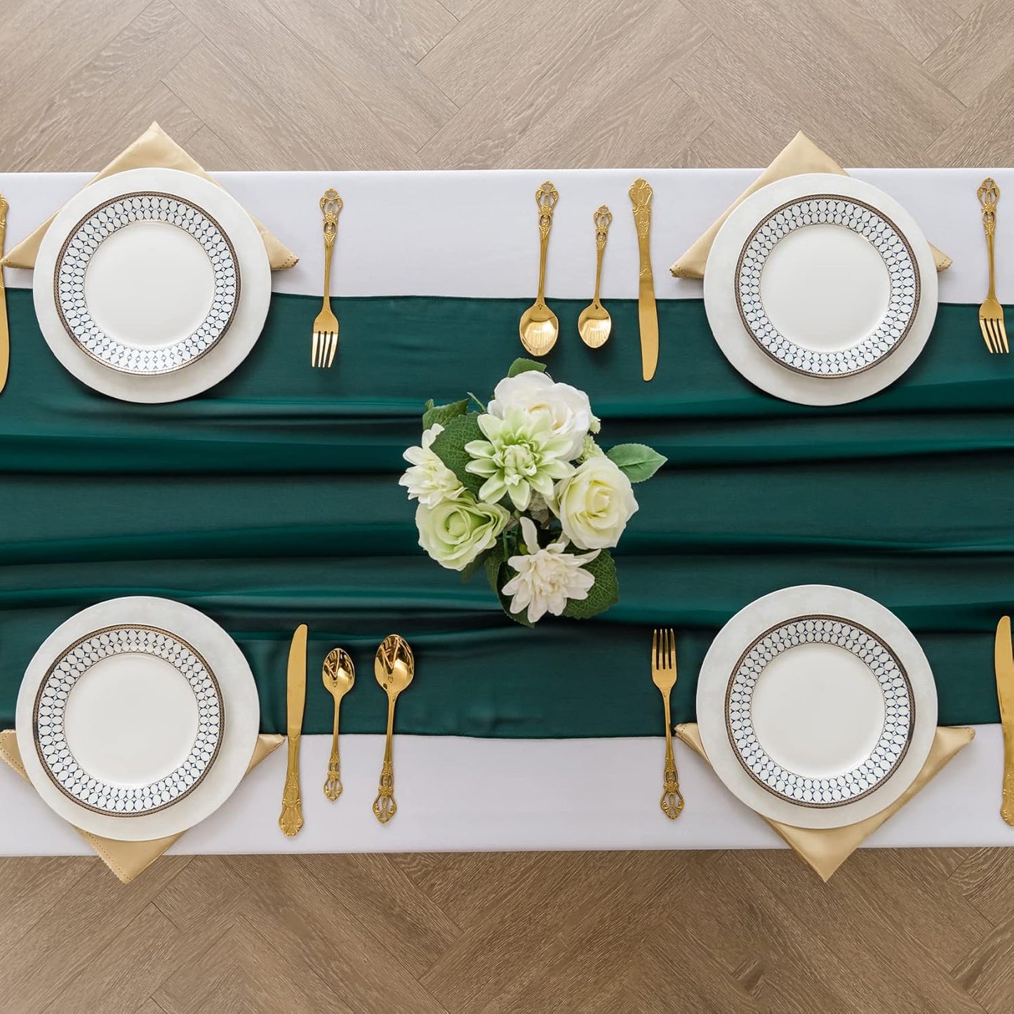 6Pack 9ft Chiffon Table Runner 14x108 Inch Sheer Romantic Table Runner for Wedding Birthday Party Bridal Shower Outdoor Decoration-Hunter