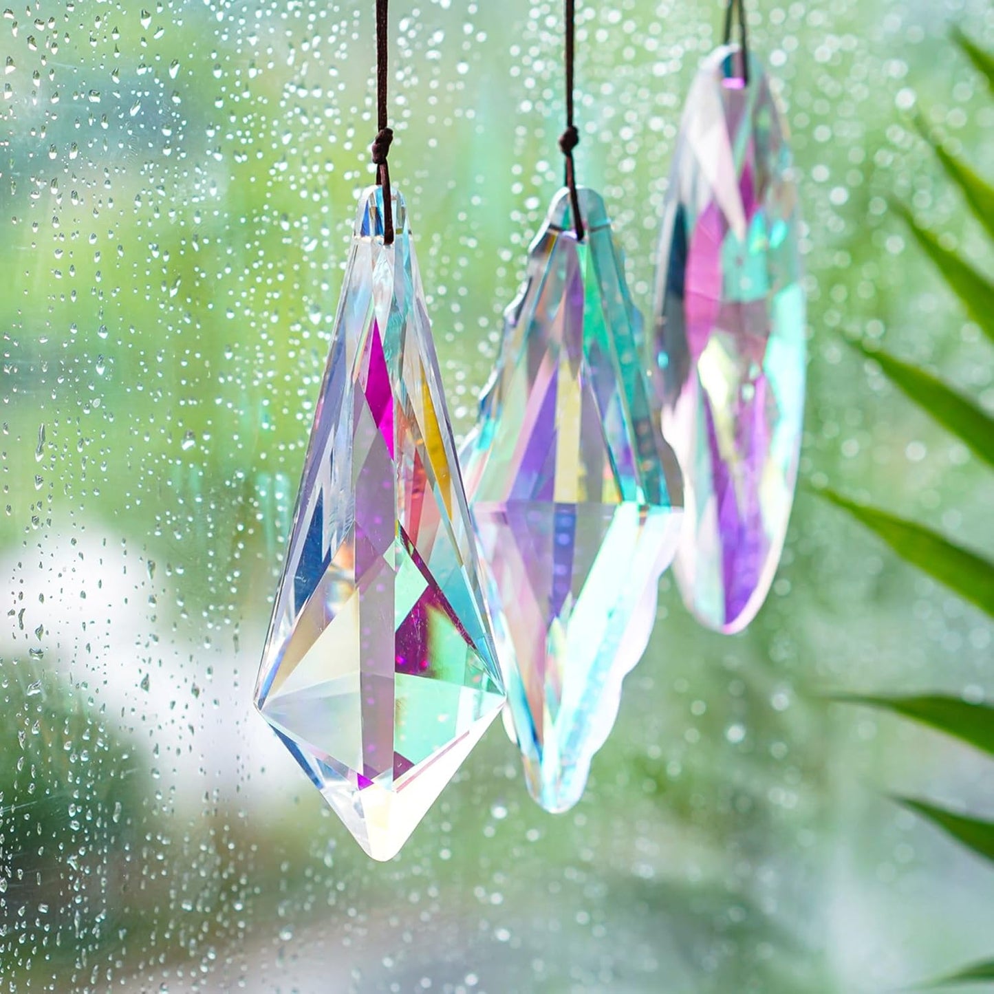 3 Pack 5'' Large Crystal Prisms Suncatchers for Windows,120mm AB Colors Hanging Sun Catchers with Glass Prisms, Rainbow Prisms Maker Suncatcher Pendant for Home Garden Decor