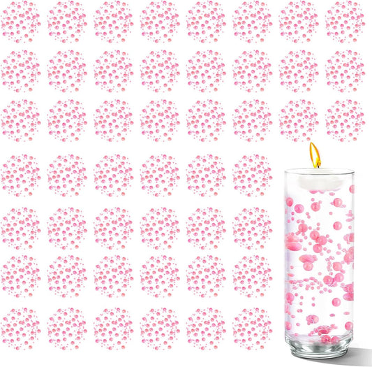 50 PCS Artificial Floating Beads for Centerpieces Vases, Pink Porcelain 8+3mm AB String Beads for Wedding Party Pearl String for Decor, String Pearls for Crafts Vase Filler