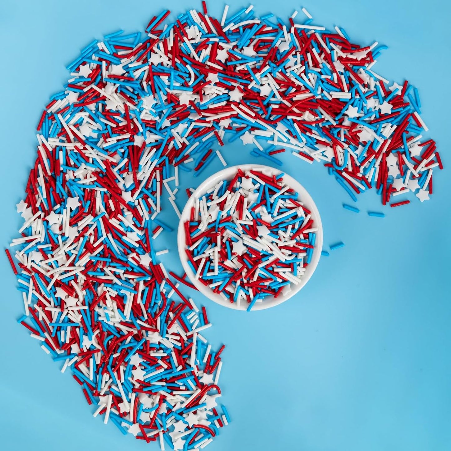 Edible Patriotic Sprinkles for Cake Decorating,Red White and Blue Jimmies Stars Sprinkle Mix, 100g/3.53oz, American Team USA Sprinkles,Baking, Ice Cream,Cookies,Cupcake Topper,Holiday Party Decorations