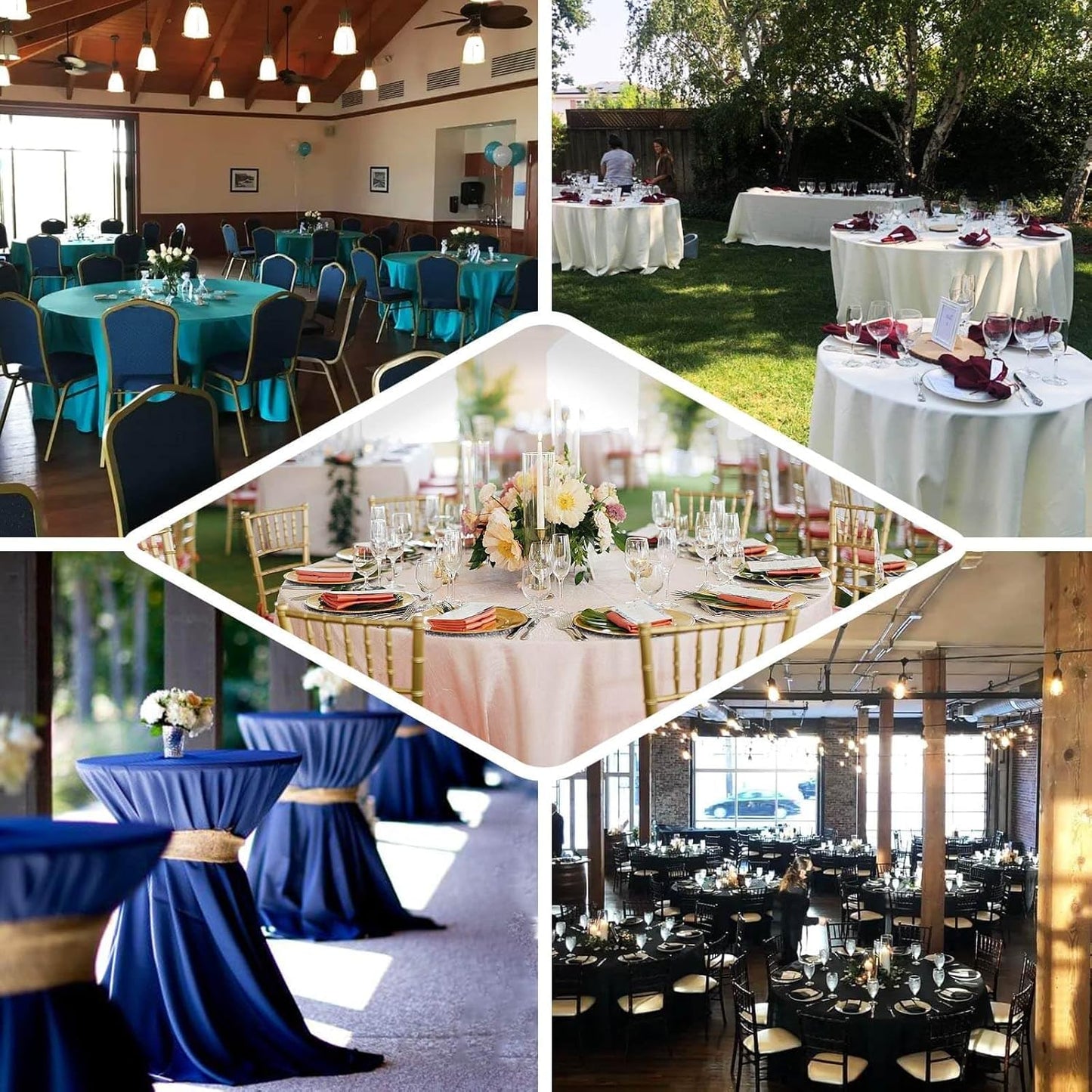 Efavormart Round Tablecloth, 132 Inch Stain & Wrinkle Resistant Washable Table Cloth, Decorative Polyester Fabric Table Cover for Banquet, Wedding, Dining- Chocolate