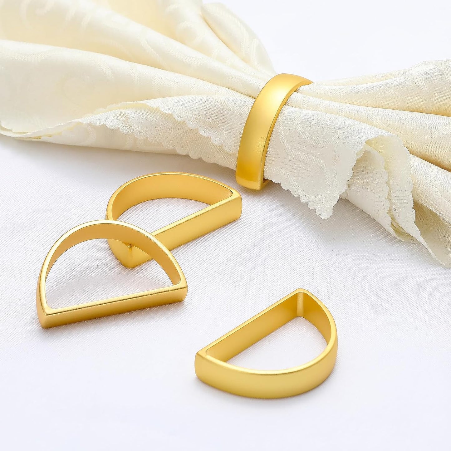 KPOSIYA Napkin Rings Set of 12, Metal Gold Napkin Rings Bulk for Table Settings, D-Shape Napkin Holders Rings for Dinner Table Decor, Easter, Fall,Thanksgiving, Christmas, Party,（12pcs）