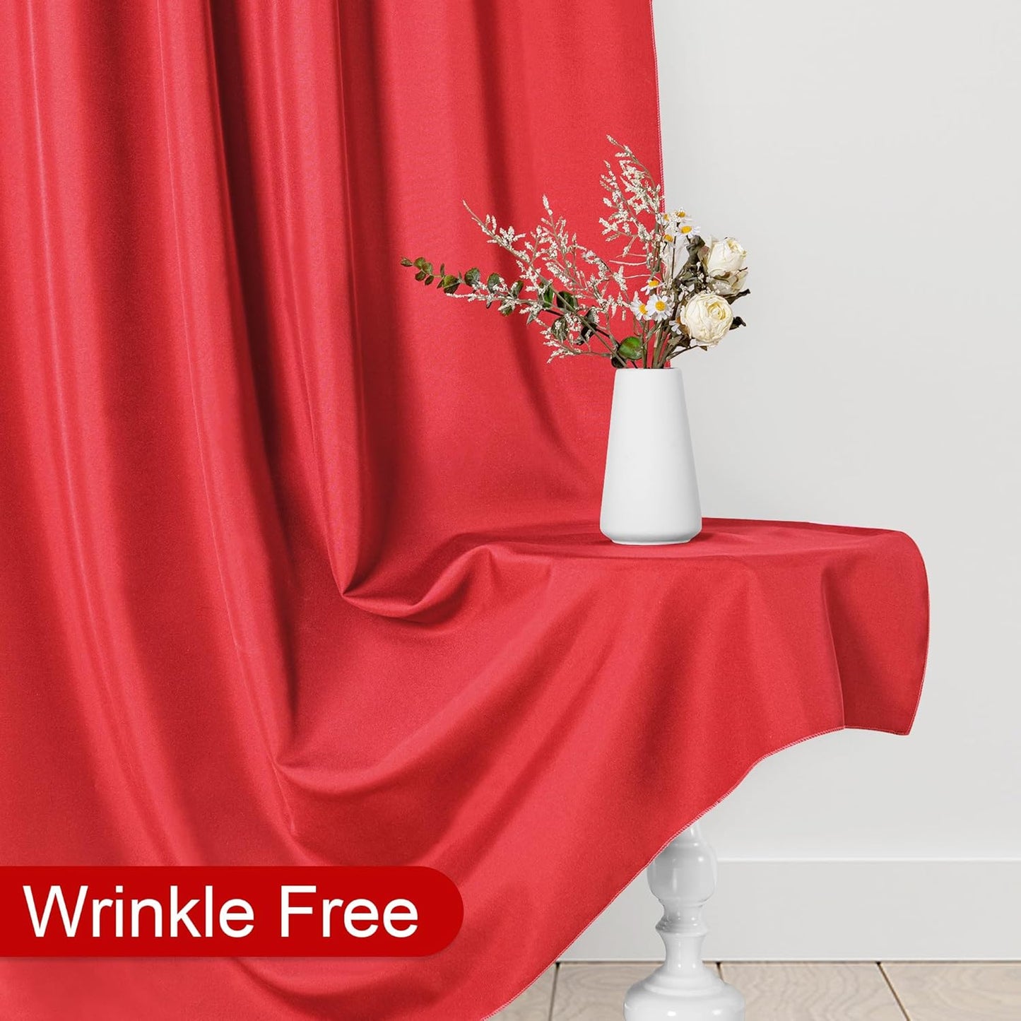 DWCN 10x8 FT Red Backdrop Curtains for Parties, Photography Backdrop Drapes with Rod Pockets for Wedding Decorations Stage Birthday Family Gatherings, 2 Panels 5ft x 8ft