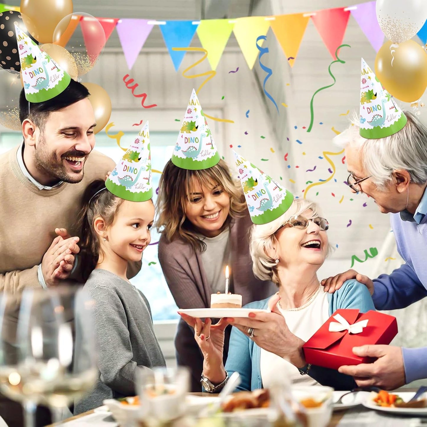 CANREVEL 12 PCS Party Hats for Kids and Adults, Party Headwear, Happy Birthday Hats, Birthday Party Decorations