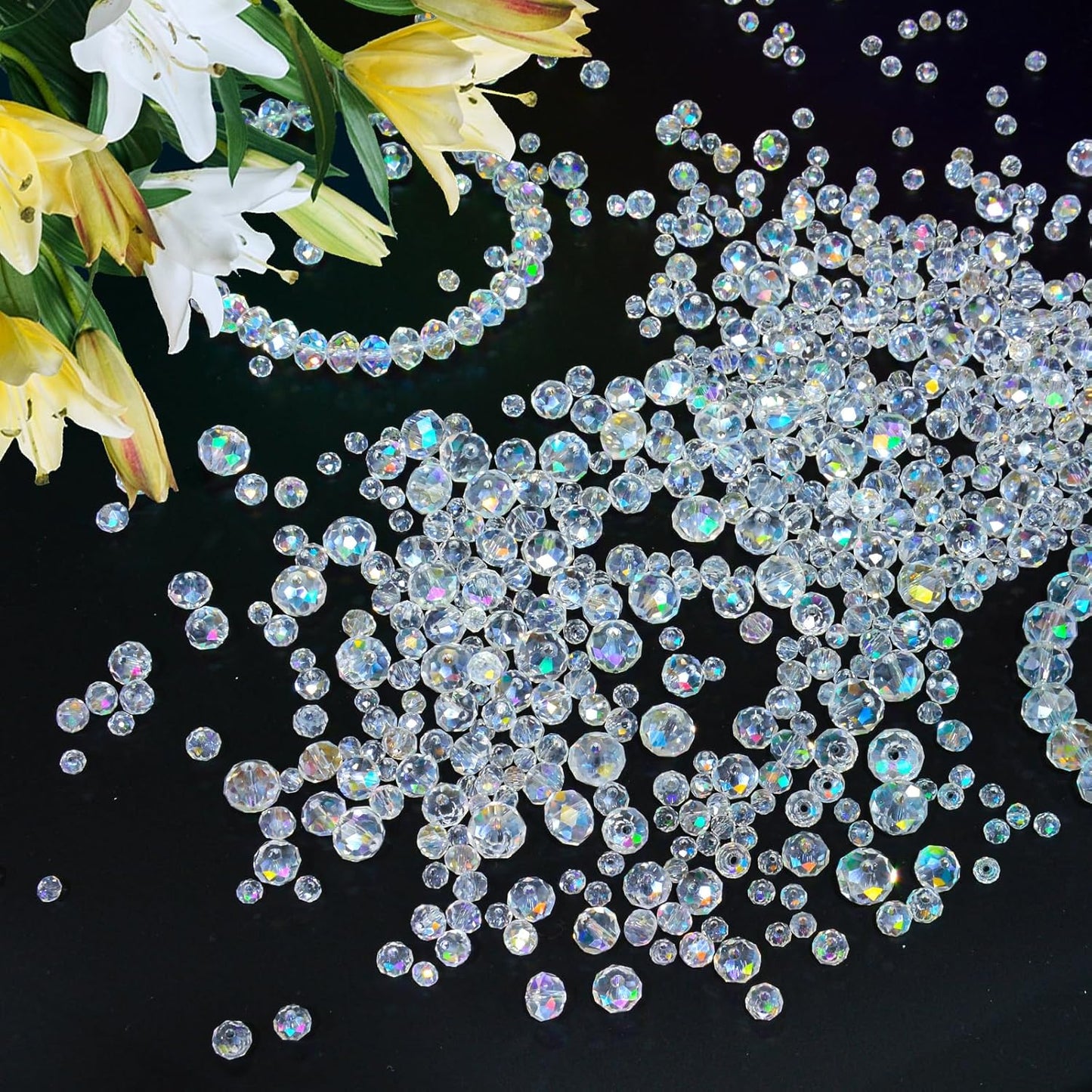 460Pcs 8mm Crystal Glass Beads for Jewelry Making Beads for Bracelets Necklace Pendants Making Supplies(White AB Color)