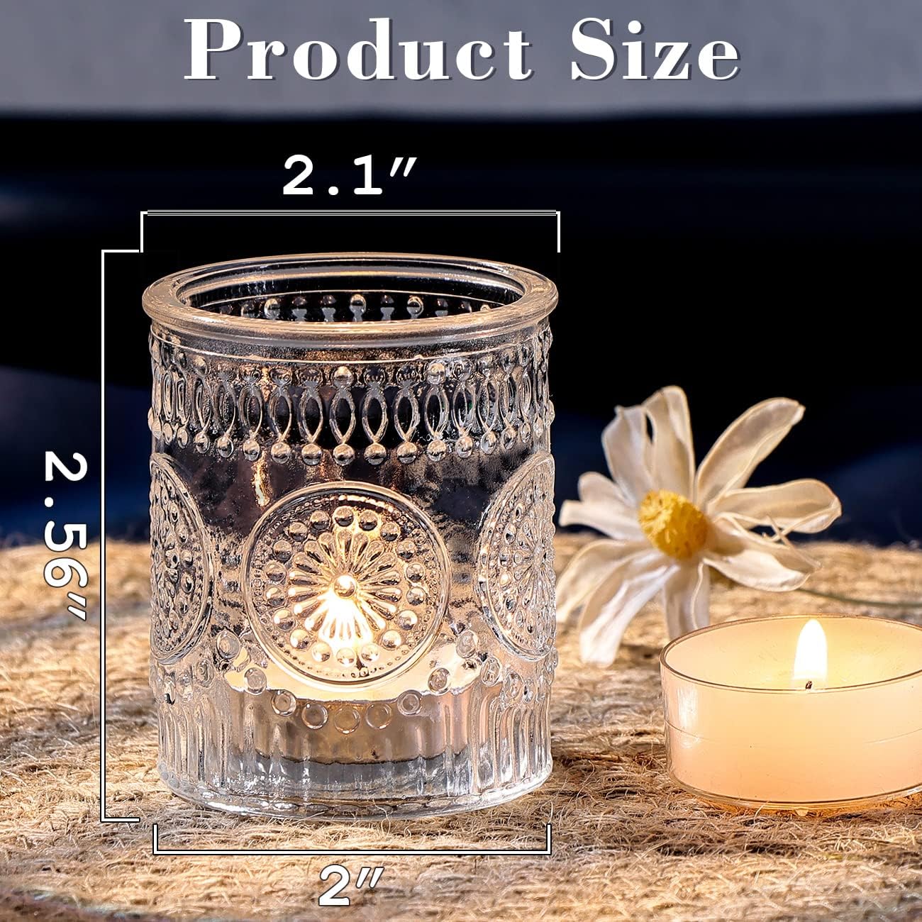 DARJEN Clear Votive Candle Holders Set of 36- Glass Candle Holders Bulk for Tea Light Candle, Embossed Candle Votives for Wedding Centerpiece, Living Room & Home Table Decor