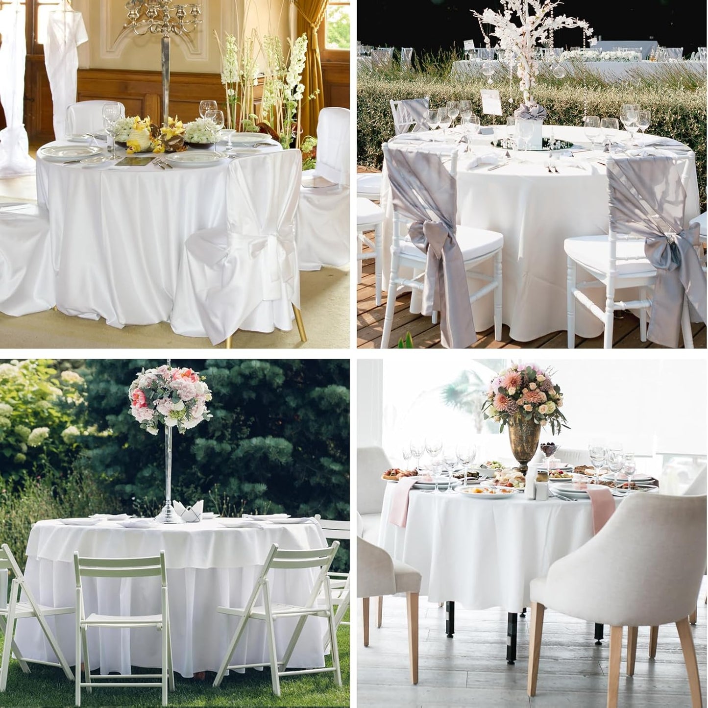 Round Tablecloth 120 Inch 2 Pack White Tablecloths Washable Decorative Linen Polyester Table Clothes Cover for Dining Table Banquets Buffet Parties and Wedding