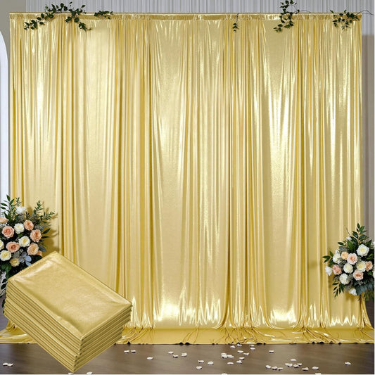 Outpain Thick 40 ft x 10 ft Gold Sequin Backdrop Curtain for Parties, Wrinkle Free Glitter Photo Backdrop Drapes 8 Panels 5x10ft Gold Back Drop Cloth for Wedding Christmas Photography Background