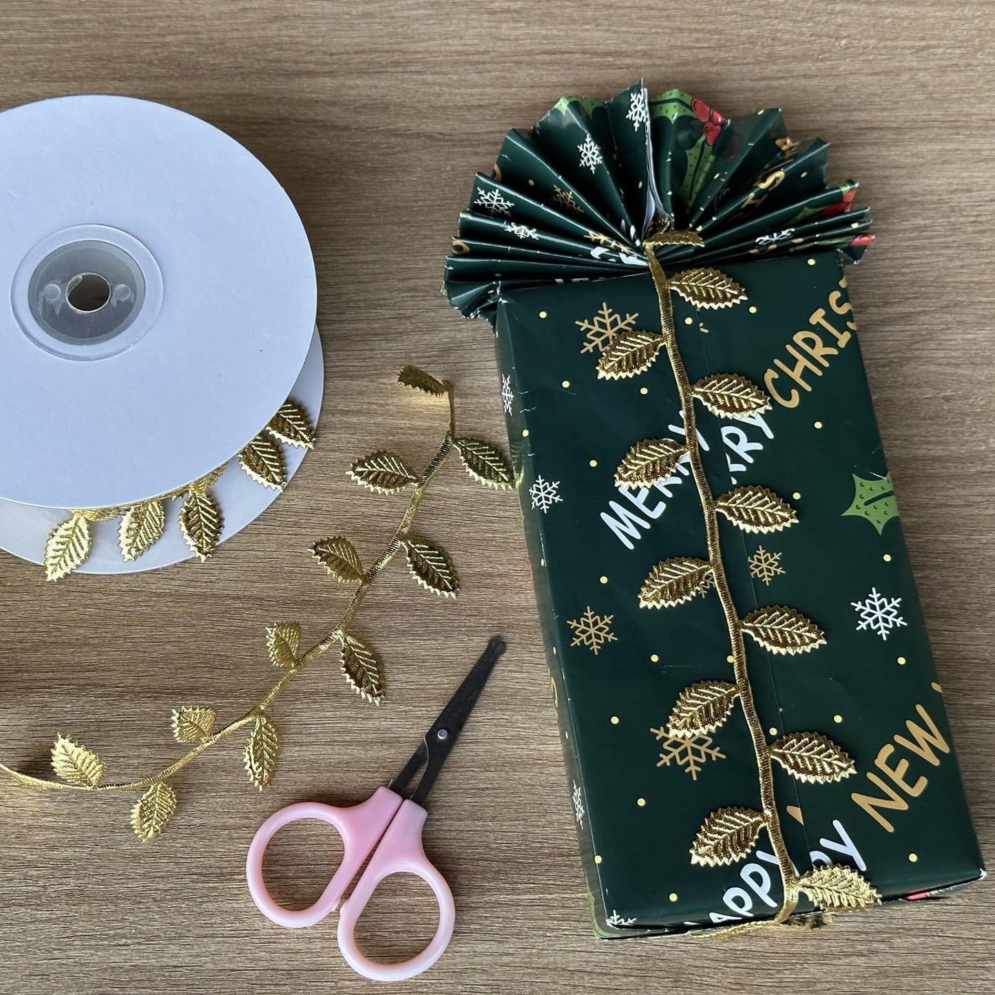 BASOKAN Silver Leaves Leaf Ribbon Trim Rope - 20 Yards - for Garland DIY Crafts and Party Wedding Home Decorations