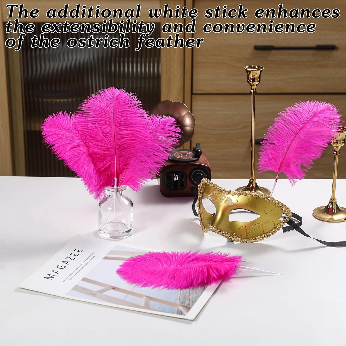 SOGUGOM Fuchisa Craft Ostrich Feathers - 30PCS 6-8 inch Bulk Ostrich Feathers Kit for Centerpieces, Dream Catchers, Hats and DIY Projects(Fuchisa)