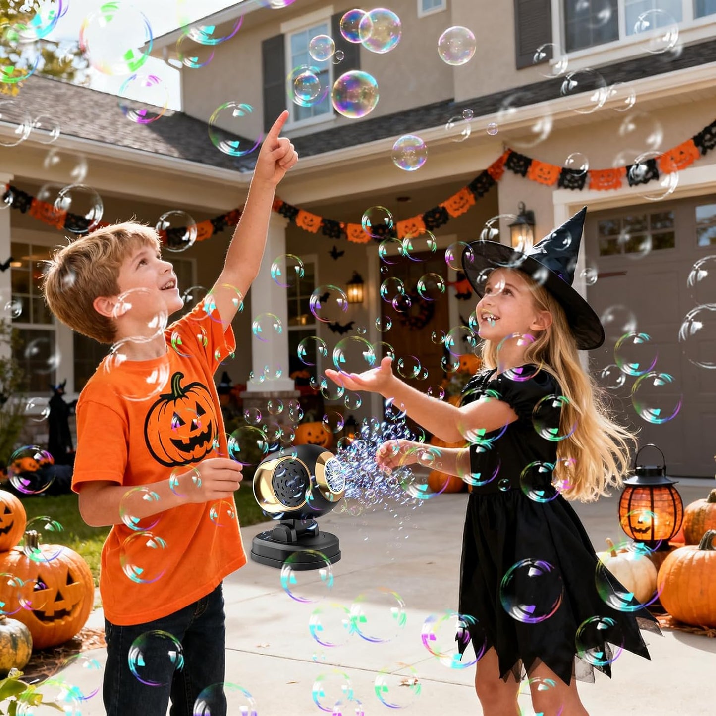 BOMOCO Bubble Machine Battery Operated Durable Bubble Blower Machine Automatic Bubble Machines for Kids Toddlers Parties Wedding Birthday Summer Outdoor Indoor Beach Halloween Favors, Black