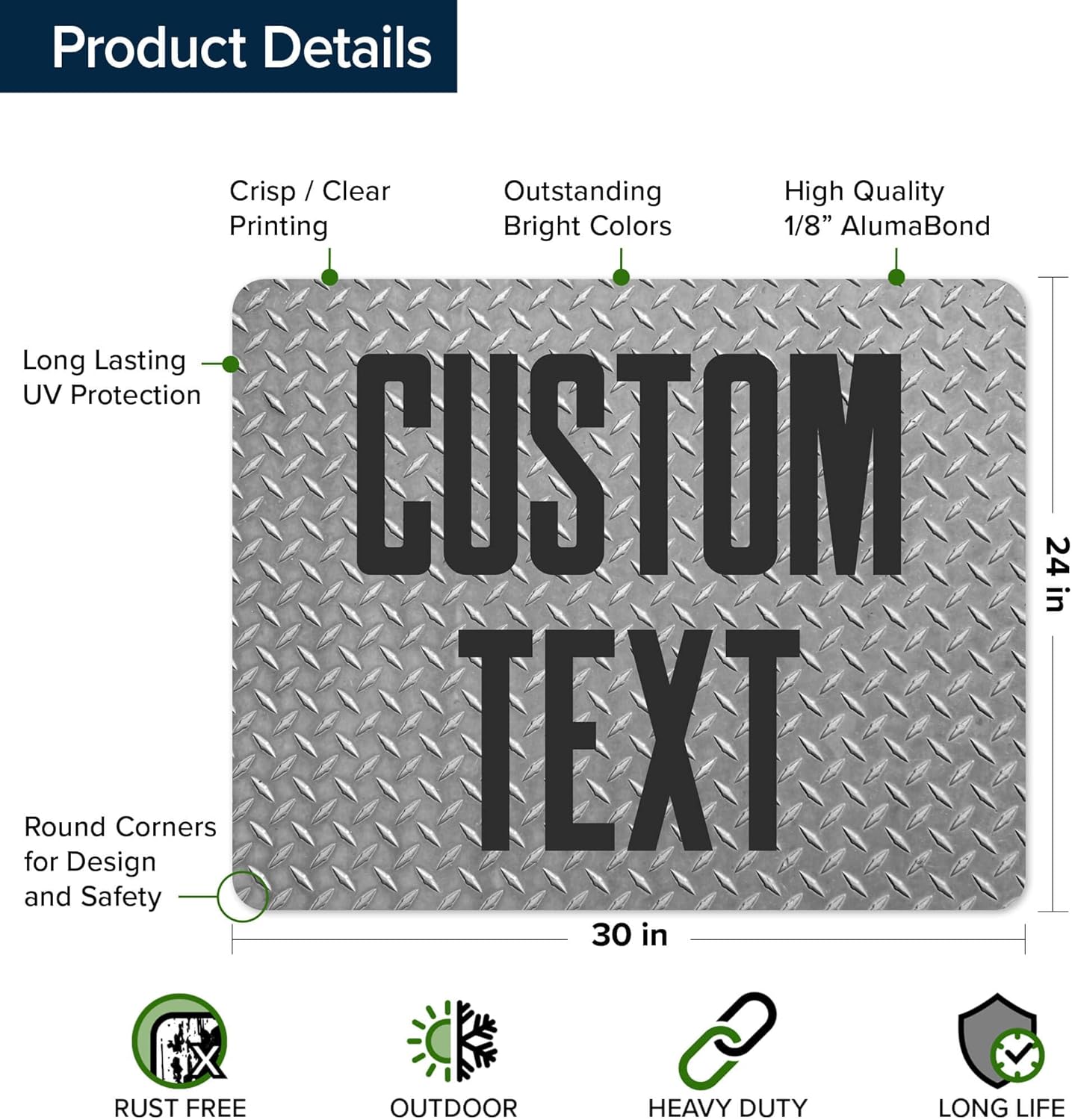 Custom Sign, Custom Street Sign, 11 Font Colors, 13 Font Styles, 4 Hole Options, 22 Sizes, 24x30 Inches, Rust Free DiBound, Fade Resistant, Made in USA by My Sign Center (Diamond Metal)