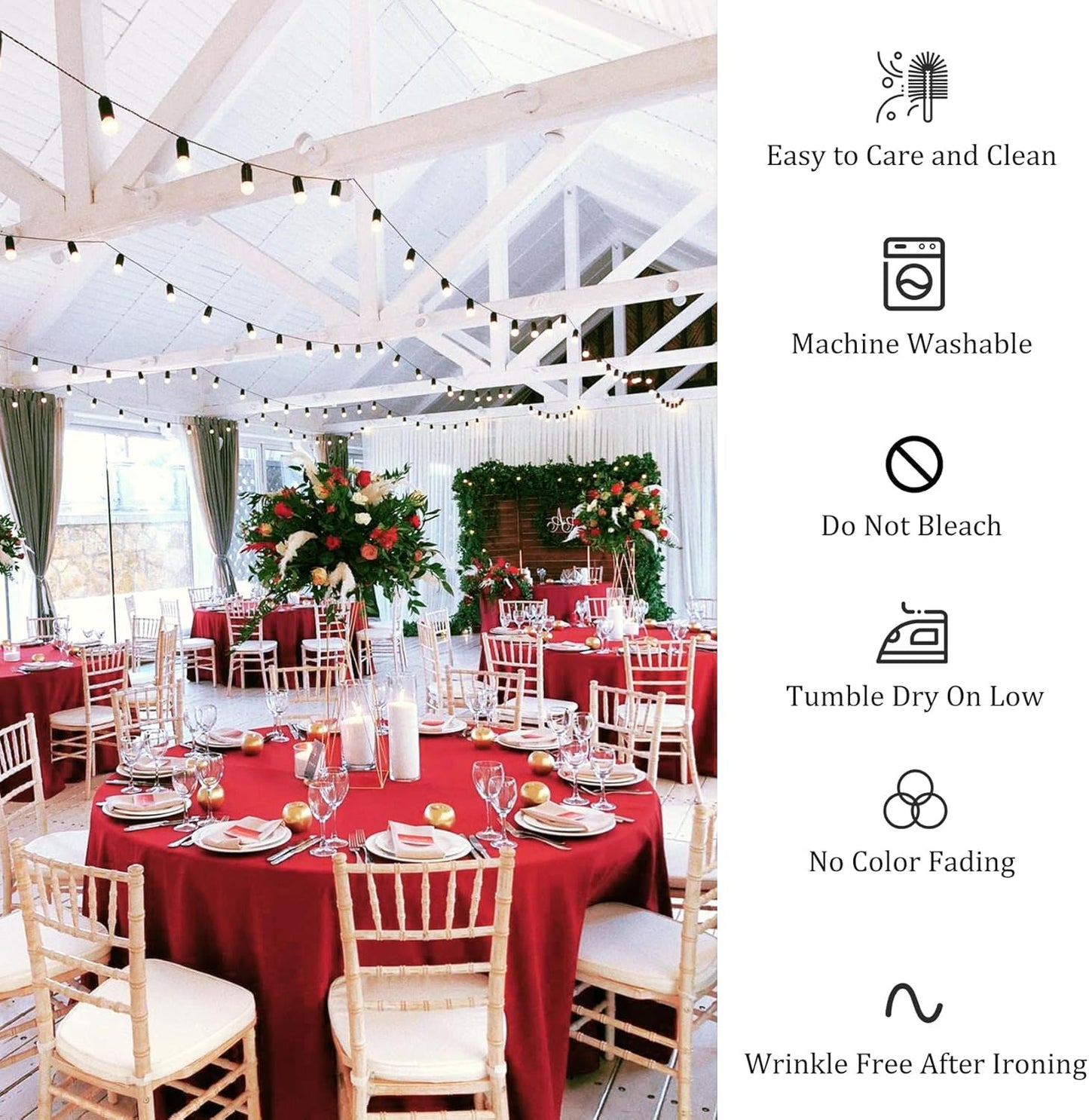 8 Pack Round Tablecloth 70 Inch Red Round Table Covers Bulk Washable Polyester Fabric Table Clothes for Wedding Party Reception Banquet Buffet Restaurant (Red, 70 Inch)