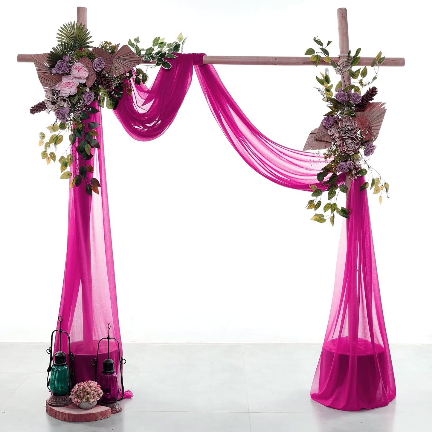 VDS Pack of 1 Panel (30 Inch X 30 Feet) Wedding Arch Draping Fabric Sheer Chiffon Fabric Drapery for Wedding Ceremony Reception Swag Backdrop Canopy Chuppah ARBO Altars Decoration (Magenta)