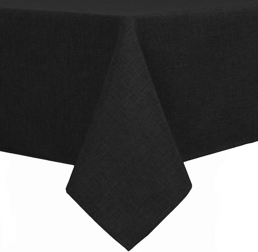 Hiasan Faux Linen Rectangle Tablecloth - Wrinkle and Stain Resistant Washable Table Cloth for Kitchen Dining Room Holiday Table Cover for Dinner, Black, 70 x 140 Inch