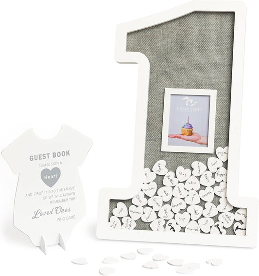 GLM Adorable First Birthday Decorations - Guest Book Alternative for a 1st Birthday Celebration, 1st Birthday Boy or Baby Girl 1st Birthday Decorations