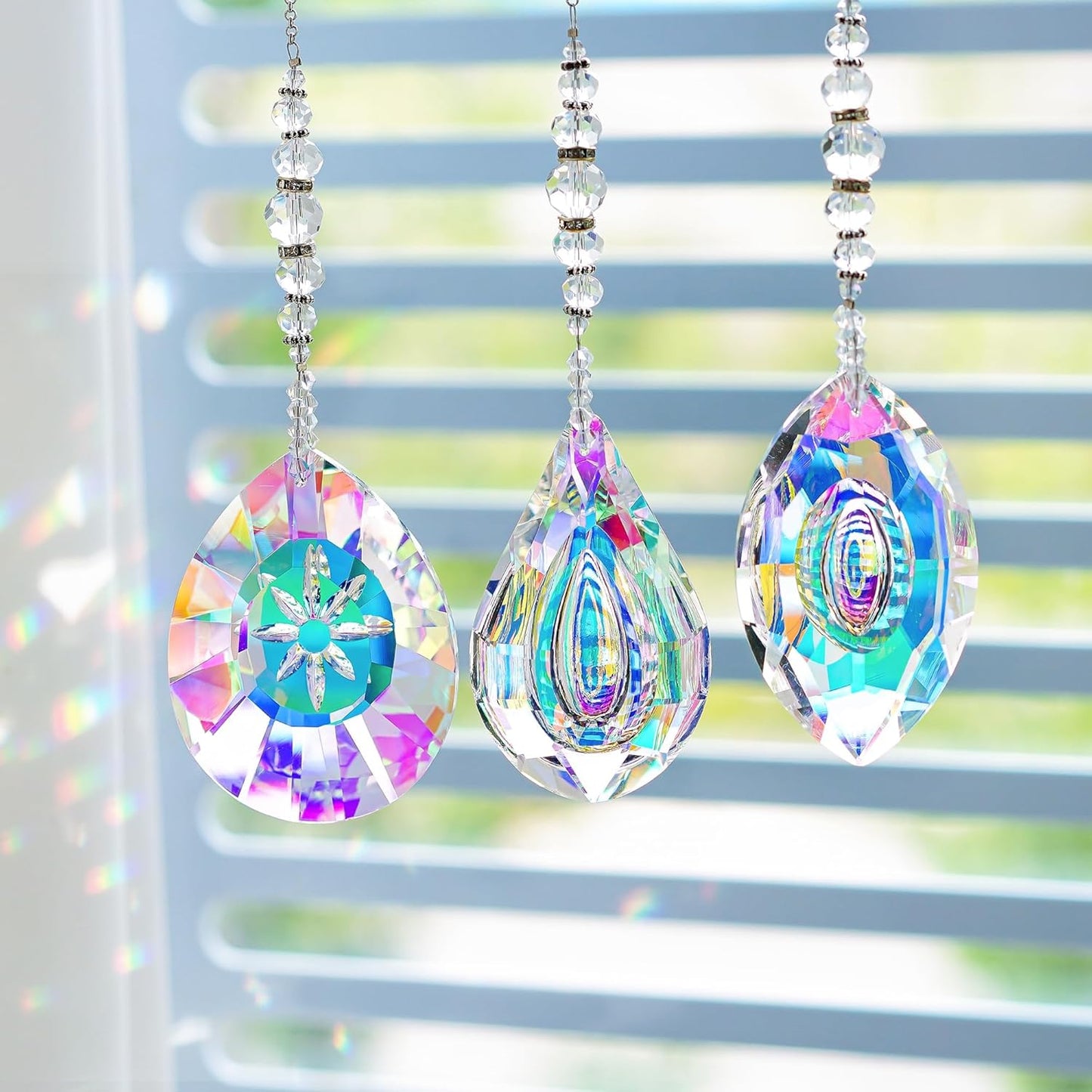 YU FENG 3PCS Crystal Suncatcher Pendant for Decor Hanging Glass Prism Rainbow Maker Light Catchers