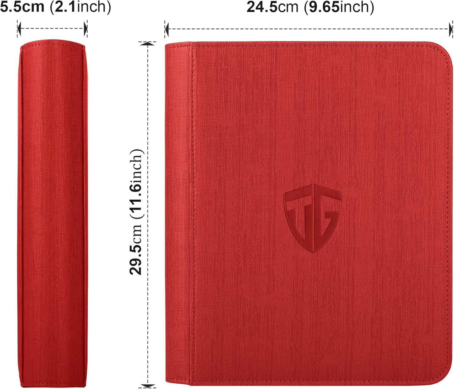 Toploader Binder,Holds 112 Toploaders, 4 Pocket Top Loader Binders for 3" x 4" Rigid Card Holders for Trading Cards or Sports Cards Binder (Red)