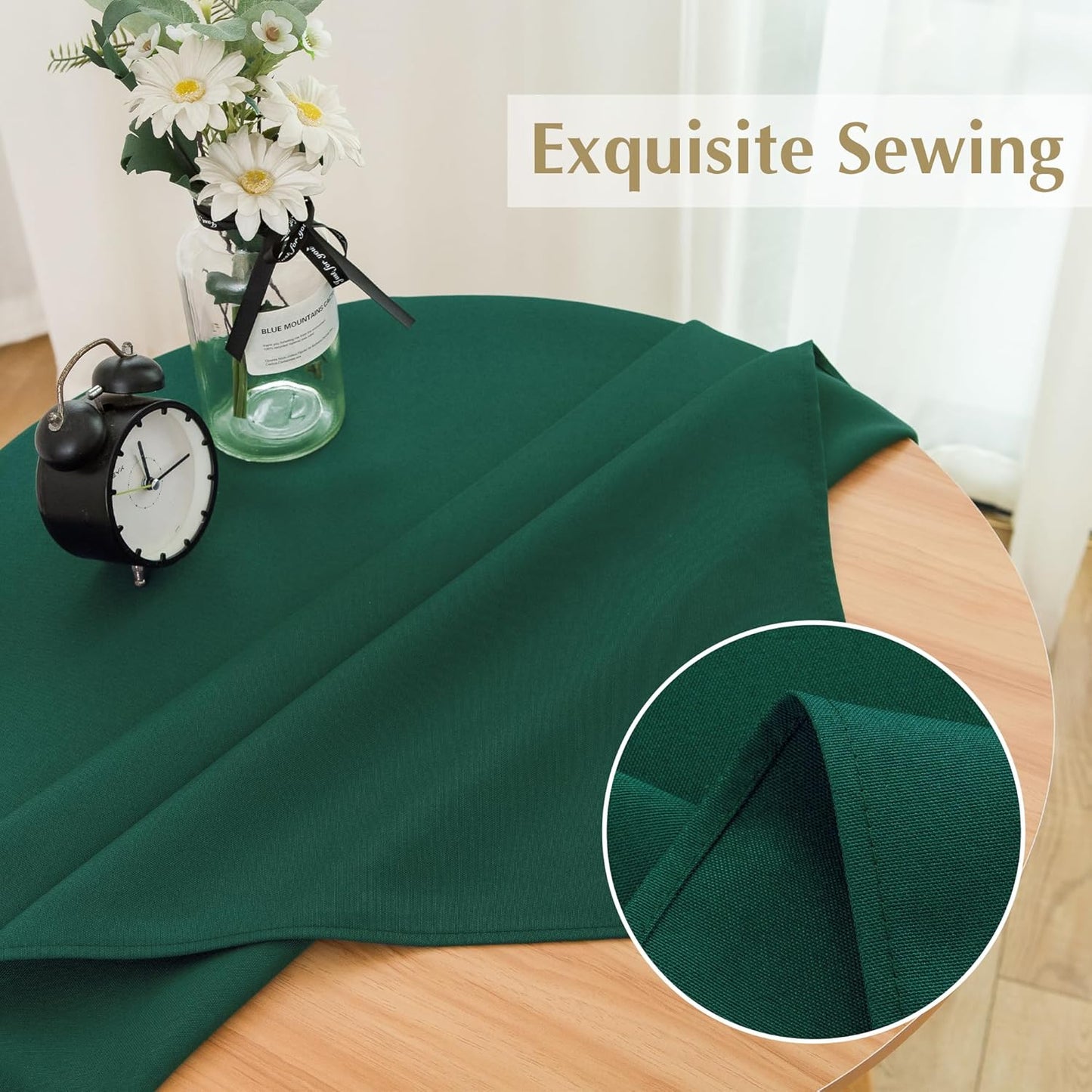 2 Pack Small Square Green Tablecloth 36X36 Inch, Polyester, Washable, Scratch Resistant, Stain Resistant