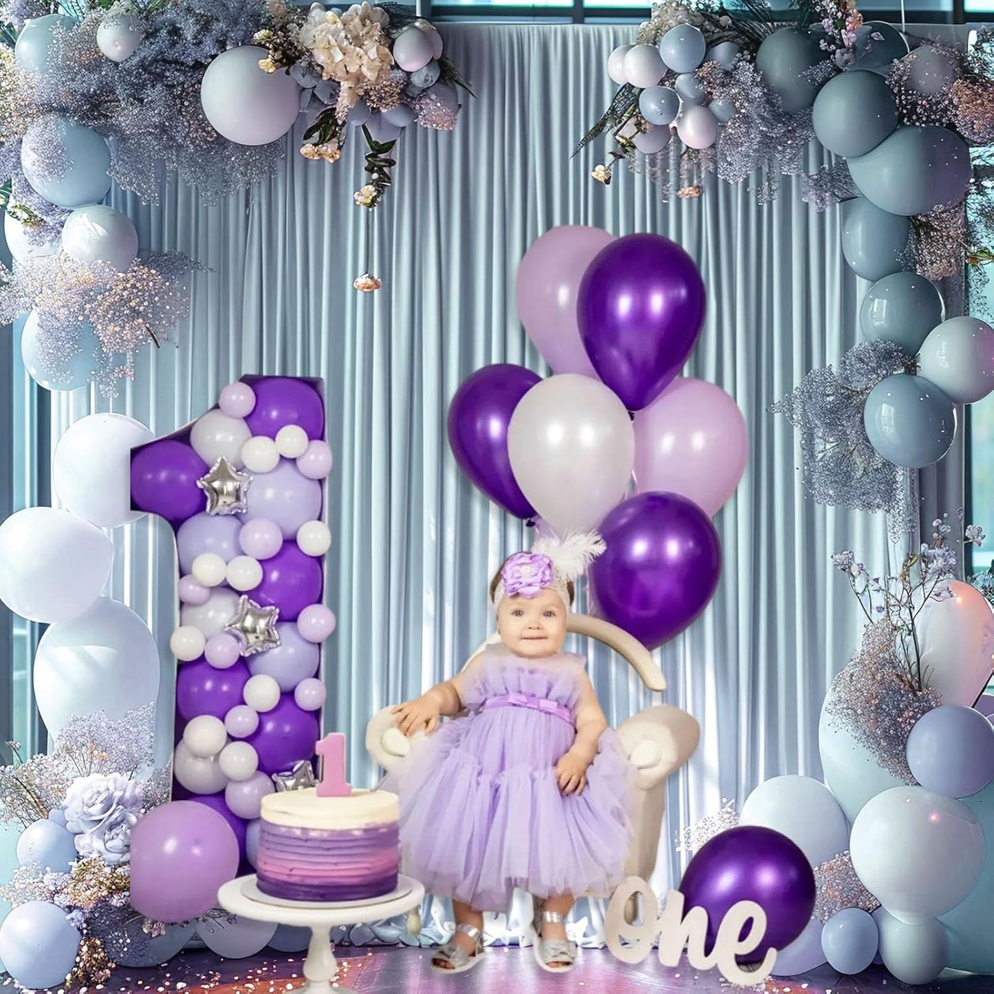 10 x 10 Feet Blueish Gray Backdrop Curtain for Partie, Background Curtains for Photoshoot, Birthday, Wedding, Halloween, Thanksgiving, Christmas Day, New Year Party Decorations 5Ft x 10Ft, 2 Panels