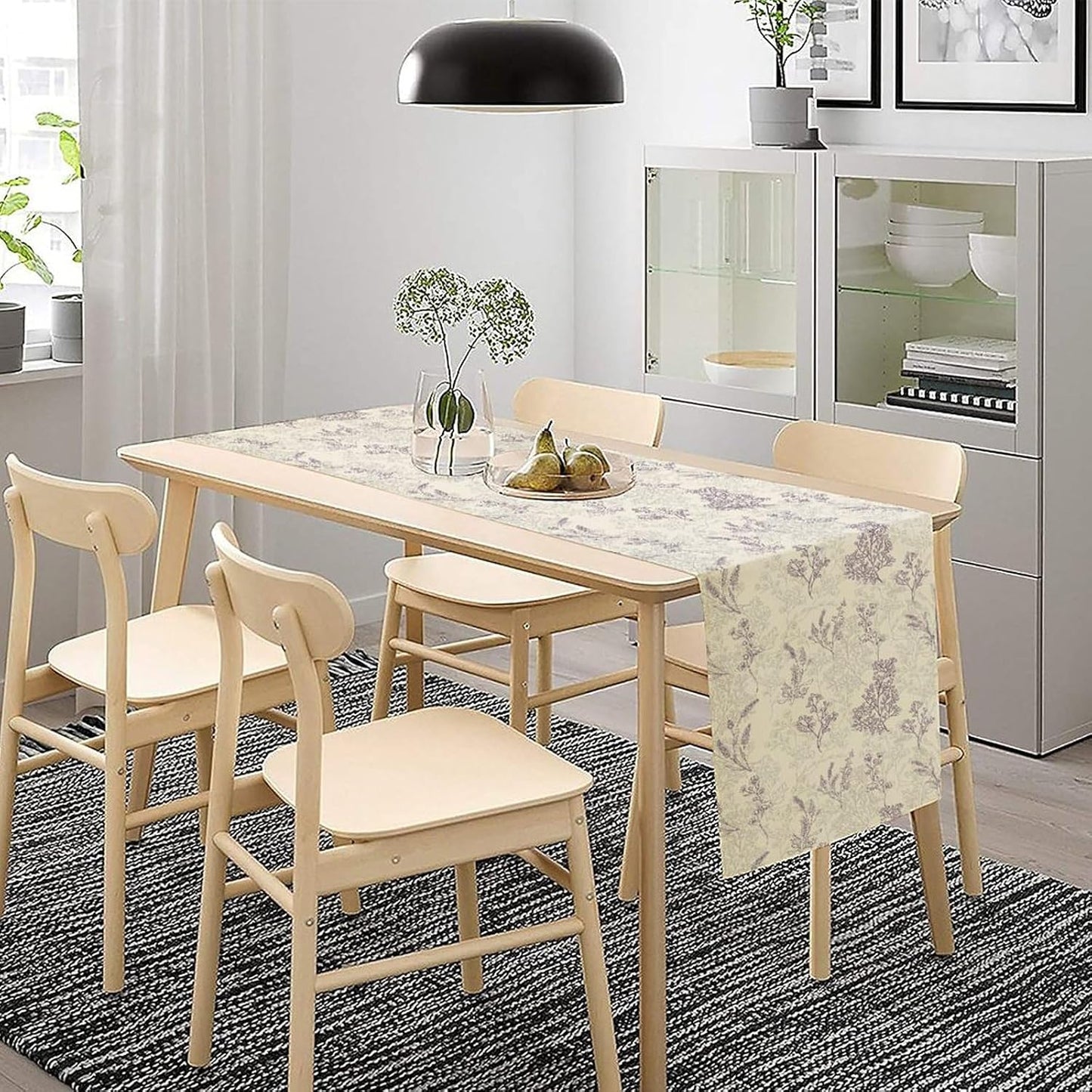 Purple Lavender Table Runner Vintage Watercolor Modern Kitchen Restaurant Decoration Suitable for Indoor and Outdoor Wedding Party Banquet Table Runner 13x120 Inch