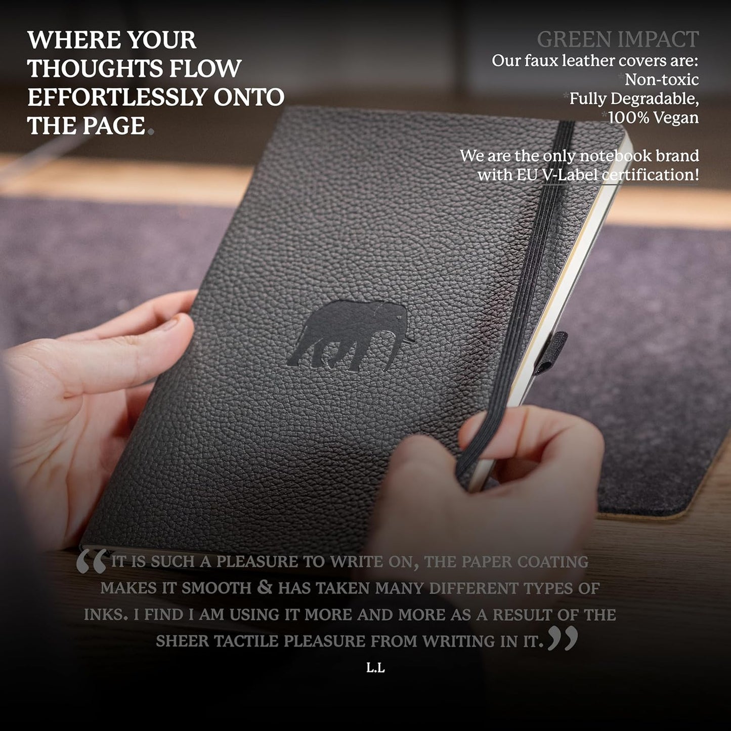 Dingbats* Wildlife Lined Writing Journal Notebook A5 - Vegan Leather Hardcover - Ideal for Work, Travel - Pocket, Elastic Closure, & Bookmark