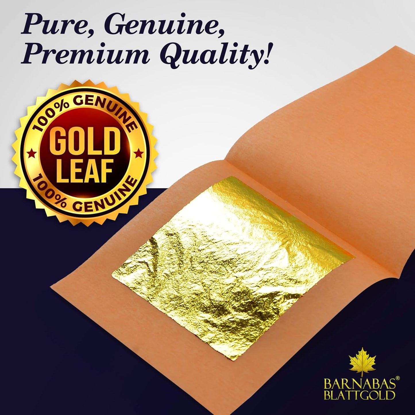 Barnabas Blattgold Edible Gold Leaf 24K - Cake Decorations, Loose Gold Leaf Sheets for Cupcakes - 1.5 inches, Interleaf of 48