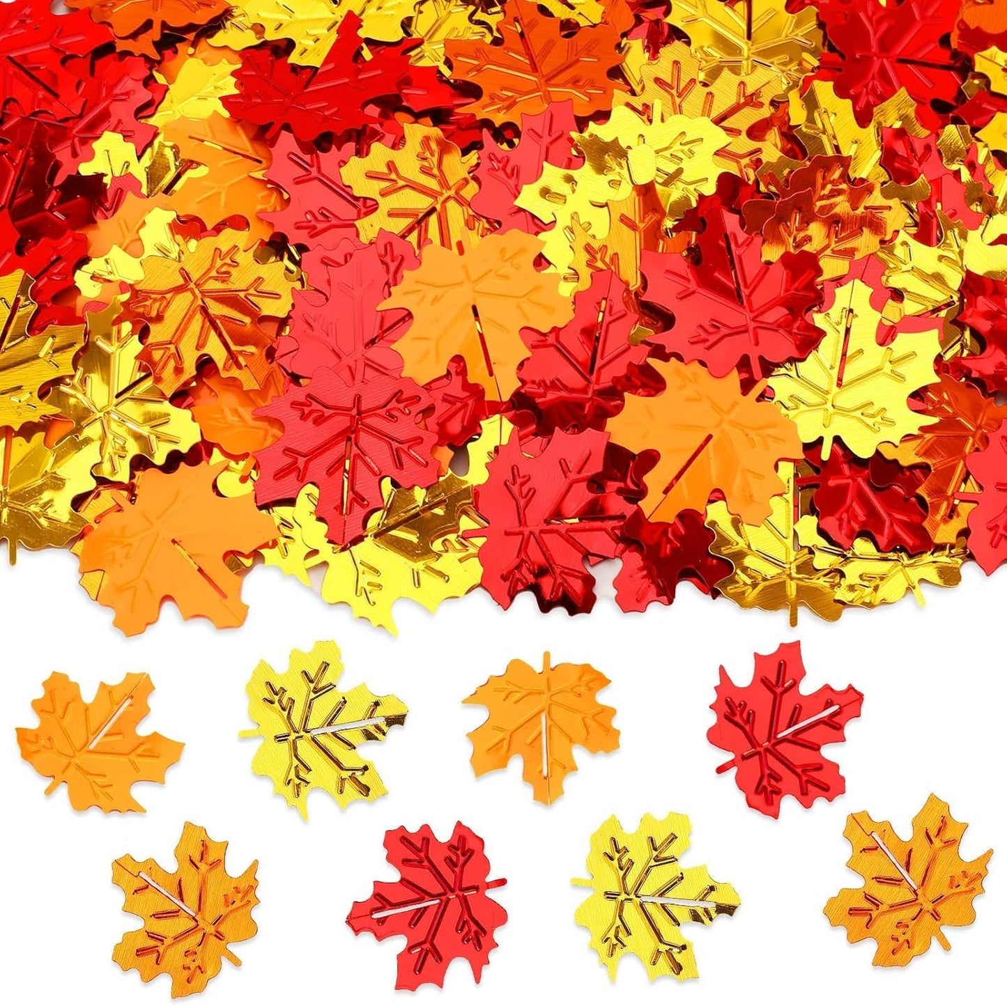 MARFOREVER Fall Maple Leaf Confetti, Thanksgiving Metallic Foil Confetti Autumn Colors Party Decorations Leaves Sequins Table Scatter Centerpiece Sprinkles for Fall Party Supplies Decor