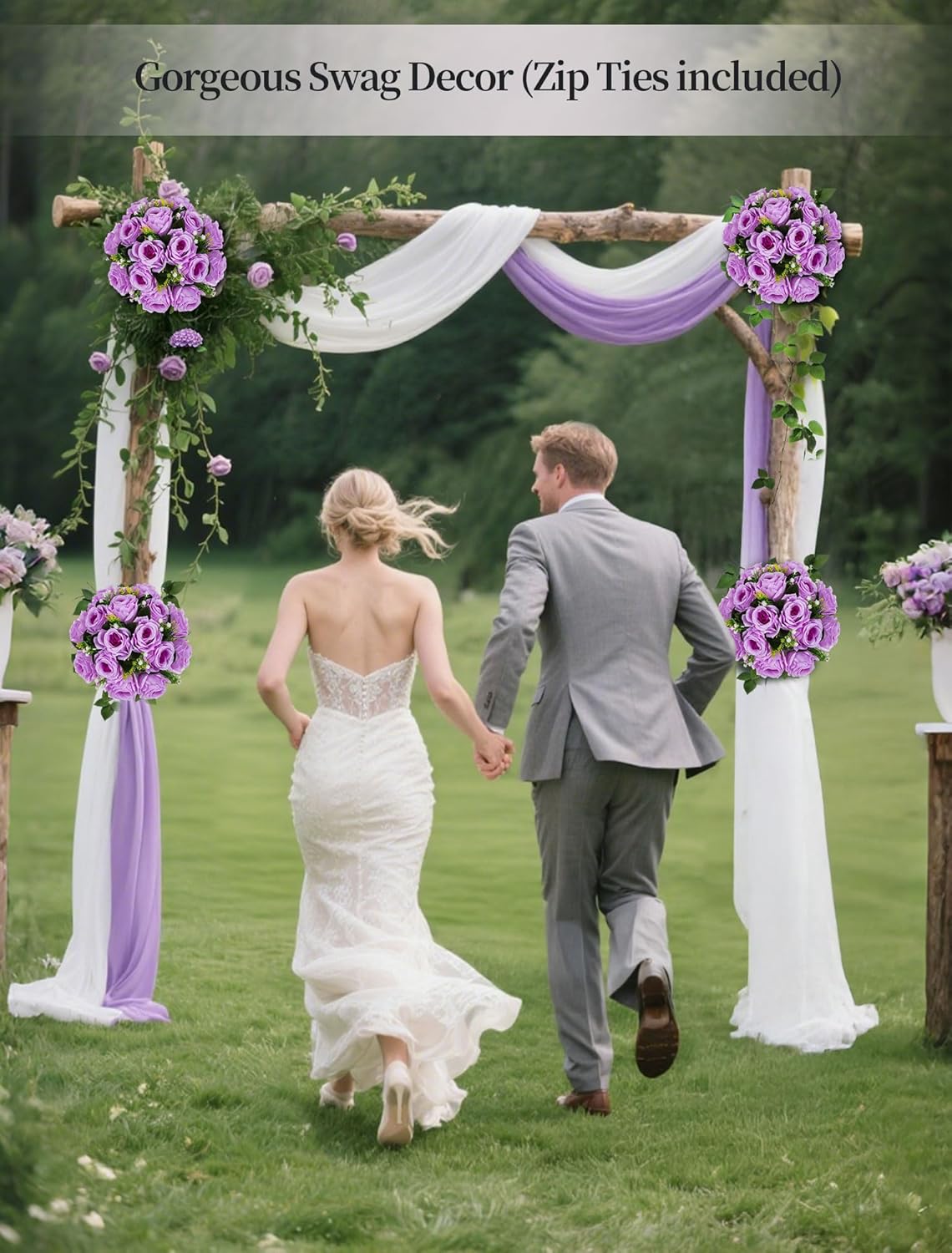 BLOSMON Flower Balls Wedding Rose Centerpieces: 10 Pcs Lilac Fake Flowers Lilac Kissing Balls Decor Lilac Artificial Floral Arrangements Flower Bouquet of Roses Home Party Table DIY Decorations