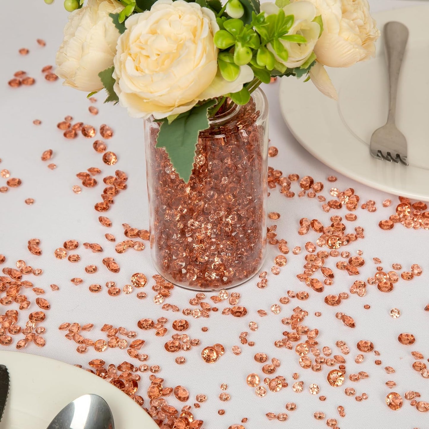 Vase Fillers for Centerpieces Home Deco,8700 Pieces Rose Gold Diamond Table Confetti,Fake Plastic Gems for Bridal Shower,Wedding & Party Decorations