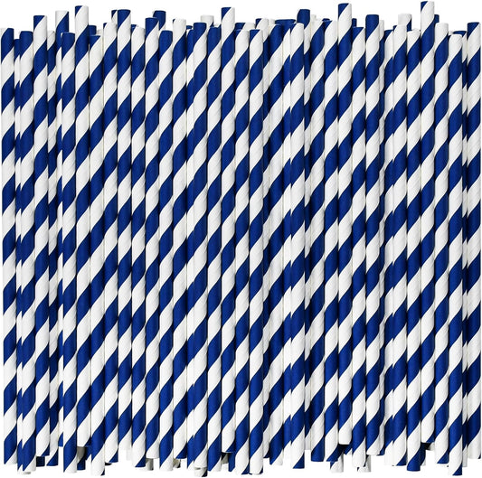 Biodegradable Paper Drinking Straws Bulk - Navy Blue, 1000 Counts - 7.75 Inches, 0.24'' Diameter