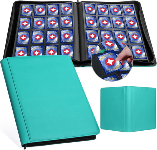GEAoffice Premium 1000 Trading Card Binder, Large Side Loading 16 Pocket Card Collection Binder Album Folder for MTG, TCG & Sports, Turquoise