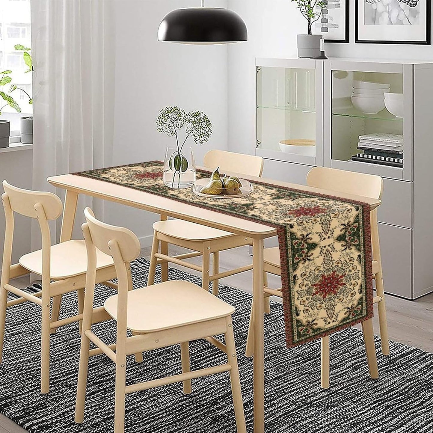 Vintage Paisley Bohemian Table Runner Beige Red Rustic Farmhouse Home Kitchen Table Dining Coffee Room Garden Party Wedding Decor 13x72in