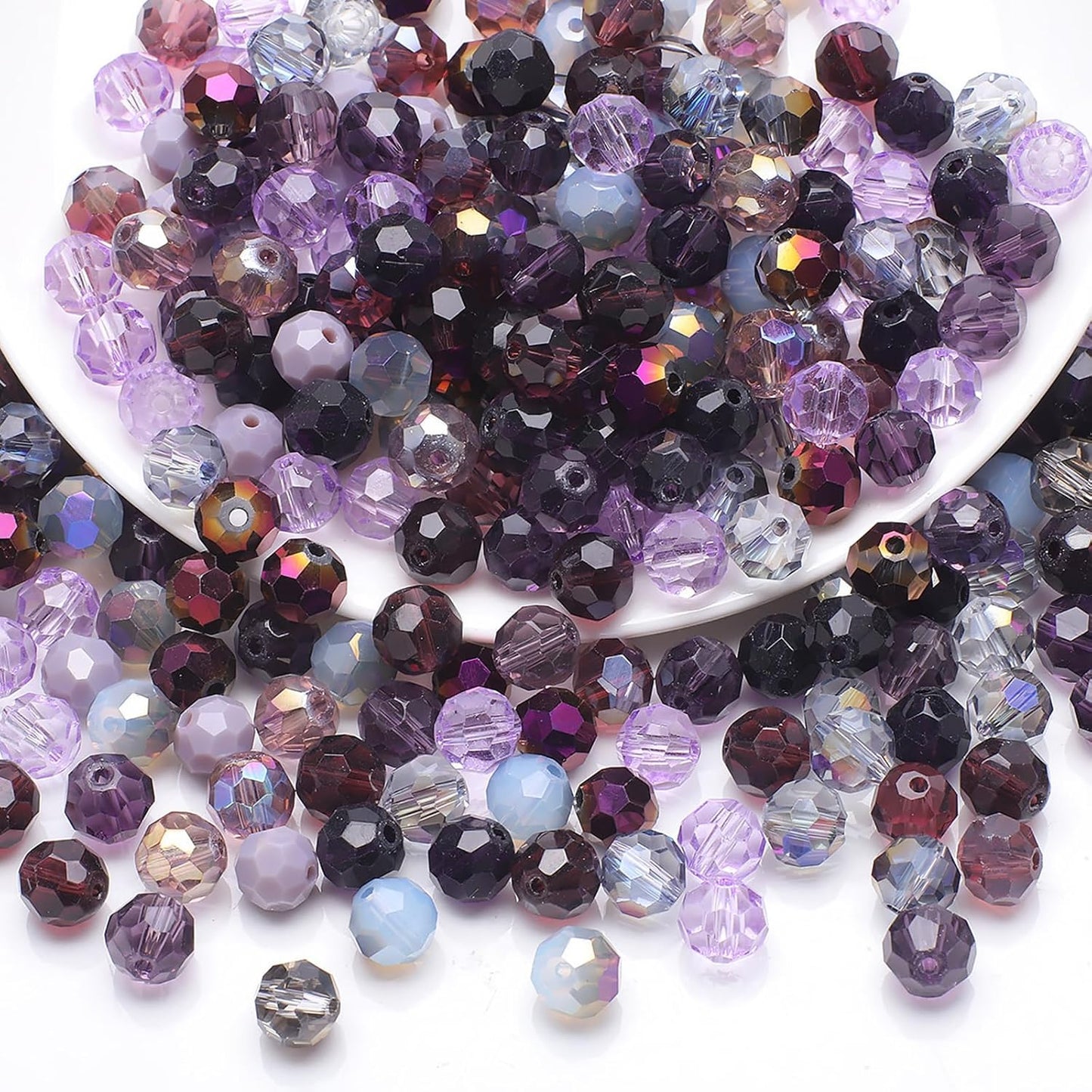 100PCS 8MM Crystal Glass Beads for Jewelry Making - Purple Rondelle Faceted Crystal Glass Beads for Bracelet Making & DIY Crafts