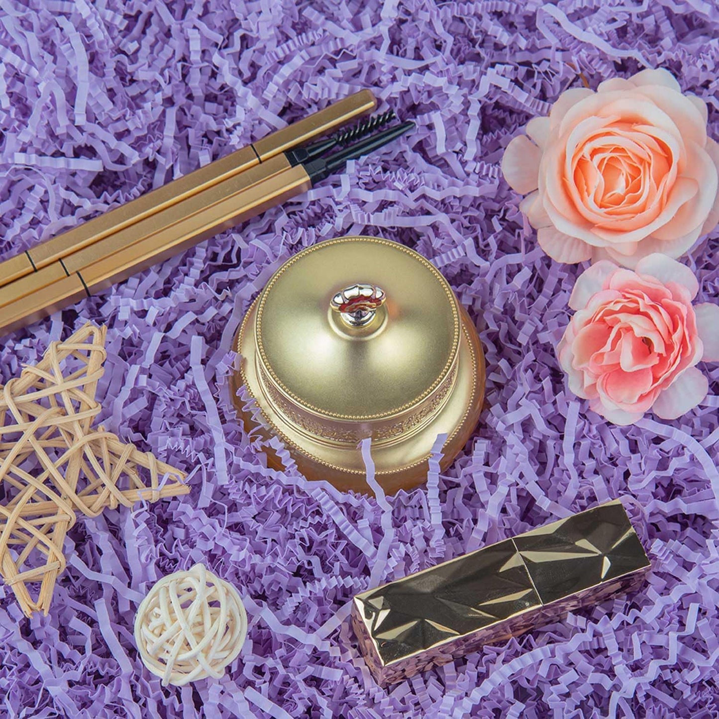 Caleihd Crinkle Cut Paper Grass Cushion Paper Streamer for Christmas Wedding Birthday Bridesmaid Engagement Craft Gift Boxes Bags Filler Decoration 4.5oz Purple