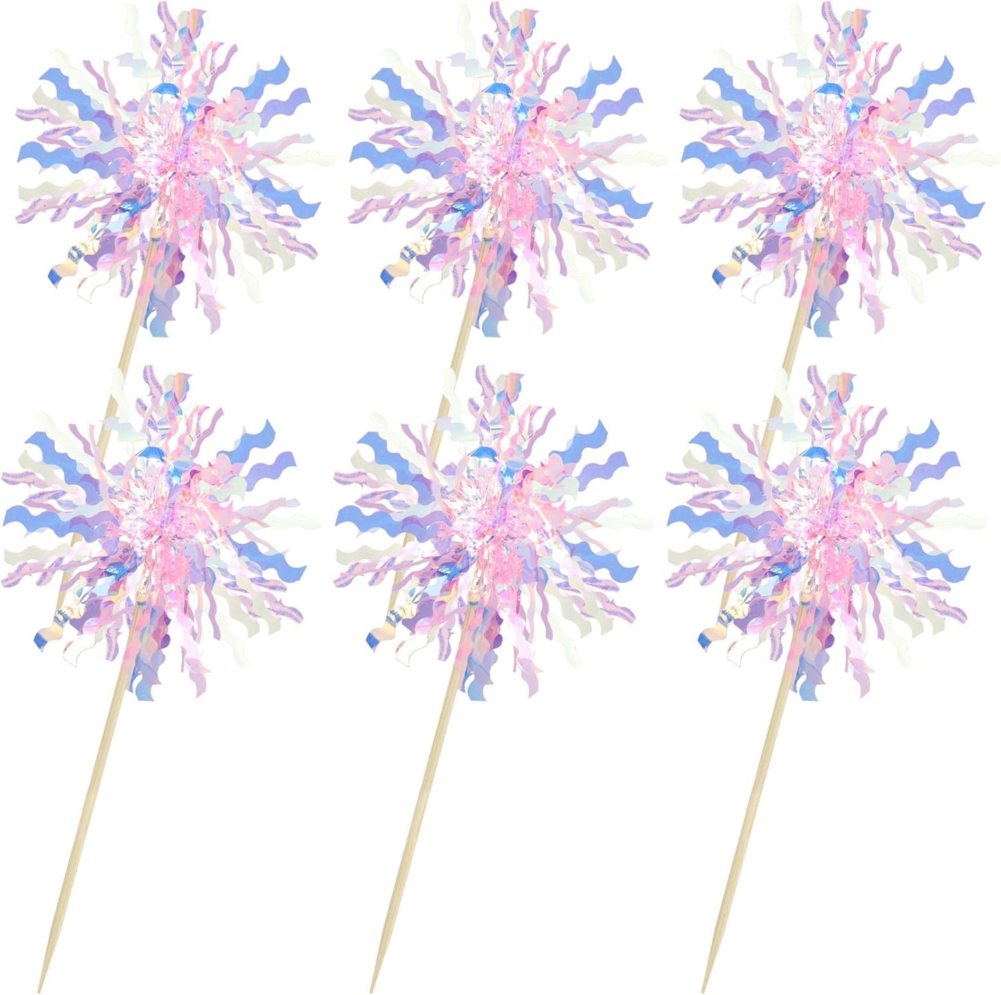 Gyufise 30Pcs Foil Firework Cupcake Toppers Sparkle Tinsel Cake Toppers Tinsel Drink Cake Decoration Cocktail Picks for Birthday Wedding Graduation Party Supplies Pink